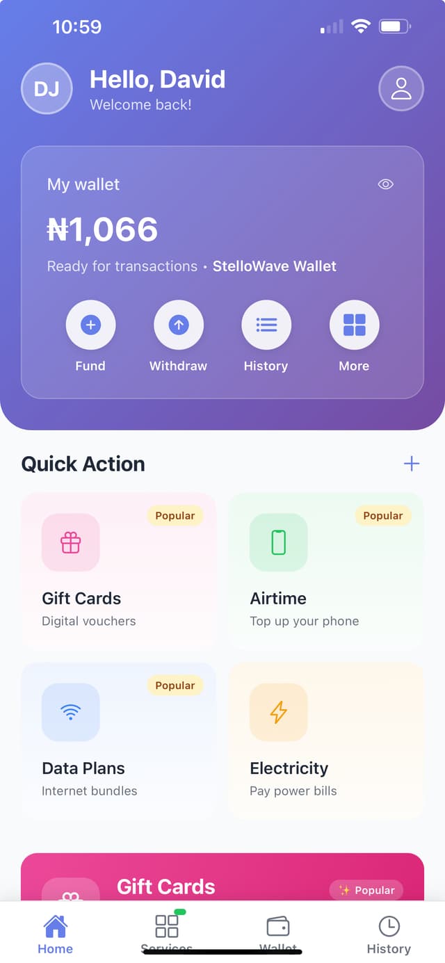 StelloWave Mobile App - Pay Bills & Send Gift Cards